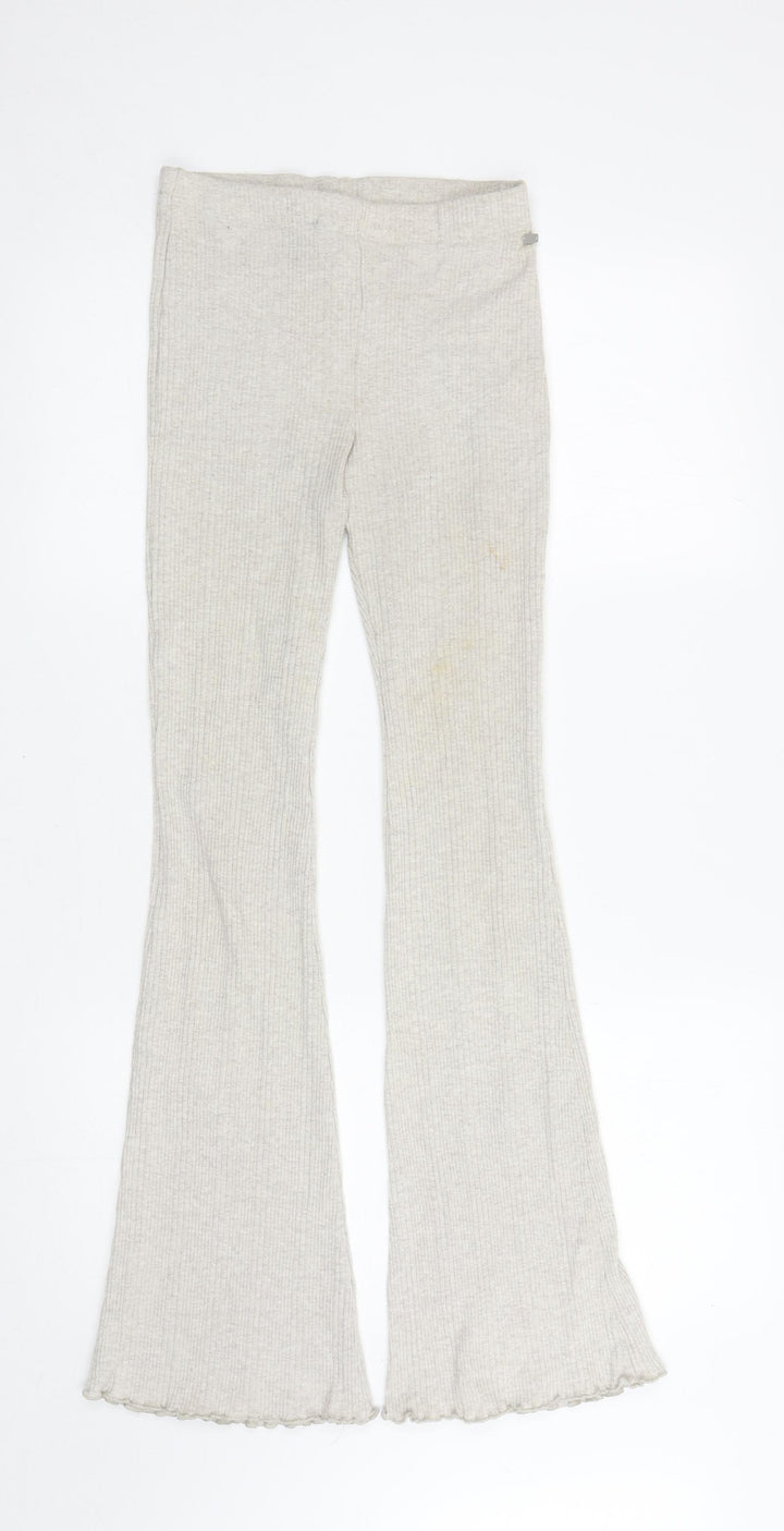 Pull & Bear Womens Beige Acrylic Sweatpants Trousers Size S L30.5 in Regular - Ribbed