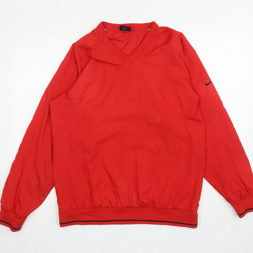 Nike Mens Red Polyester Basic Casual Size M V-Neck Pullover