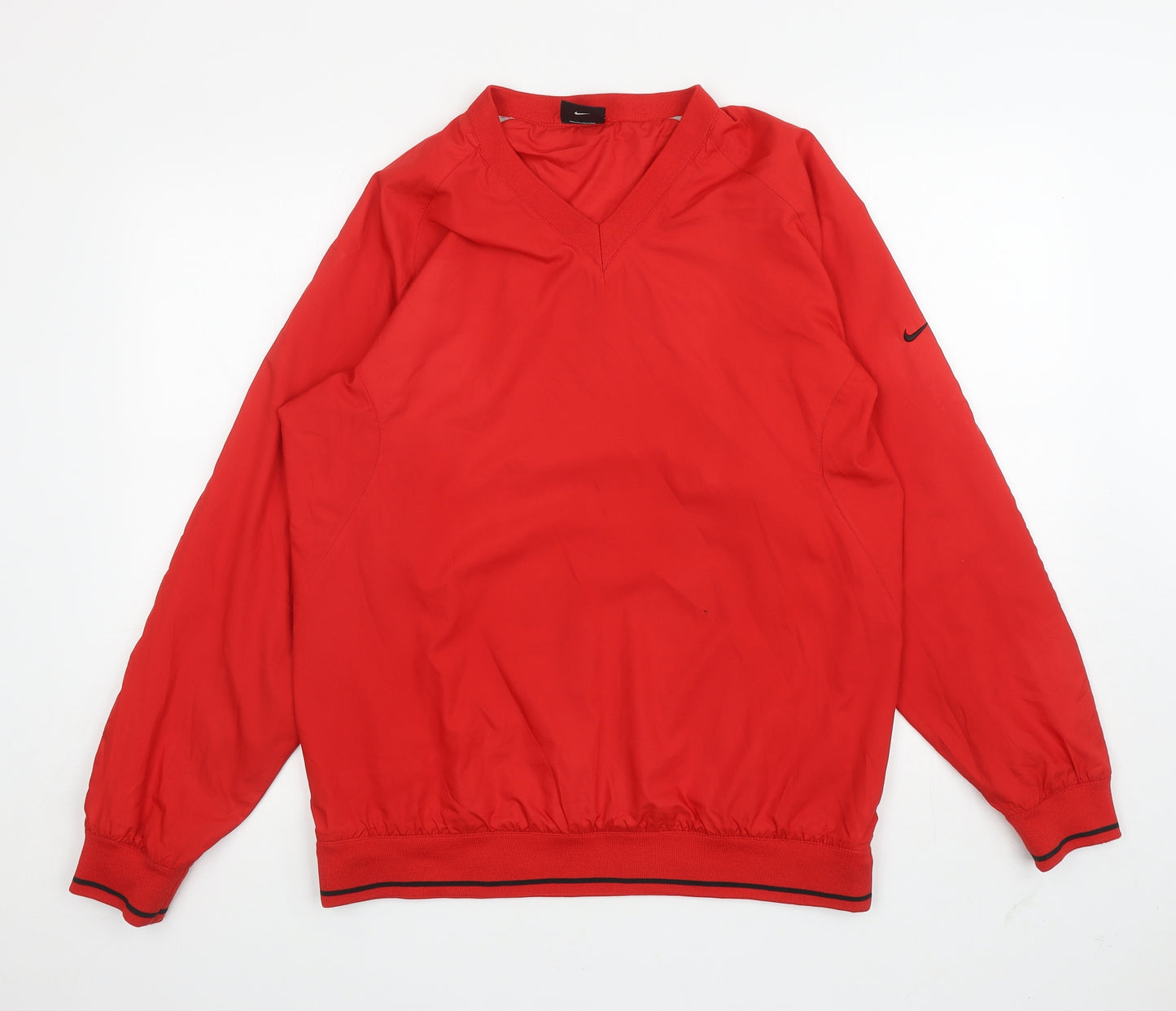 Nike Mens Red Polyester Basic Casual Size M V-Neck Pullover