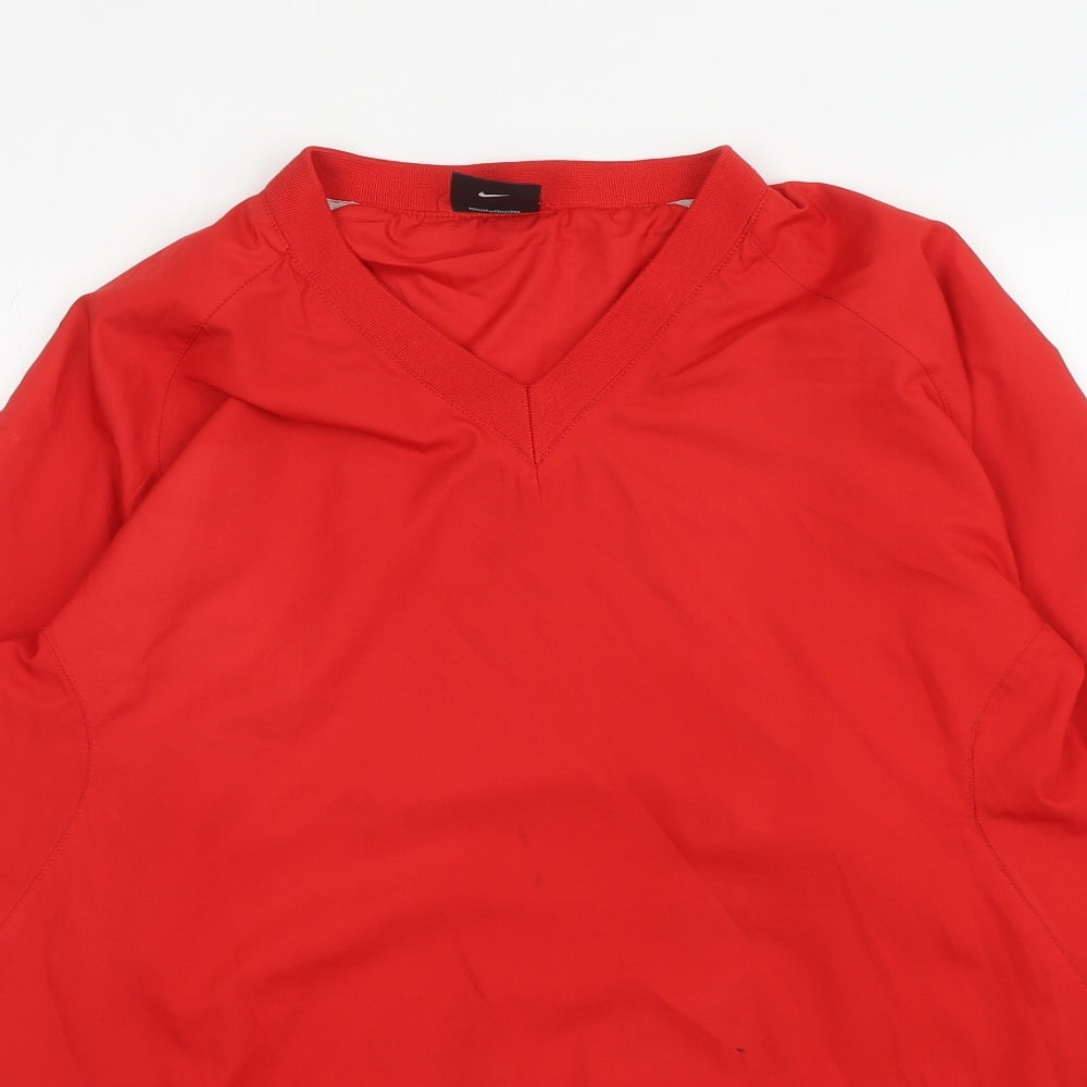Nike Mens Red Polyester Basic Casual Size M V-Neck Pullover