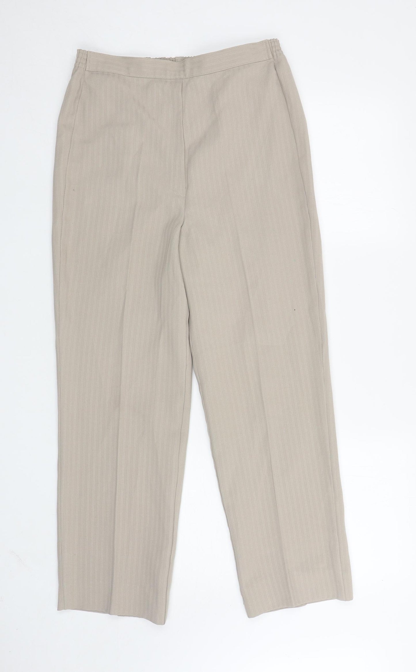 Slimma Womens Beige Polyester Carrot Trousers Size 12 L26.5 in Regular