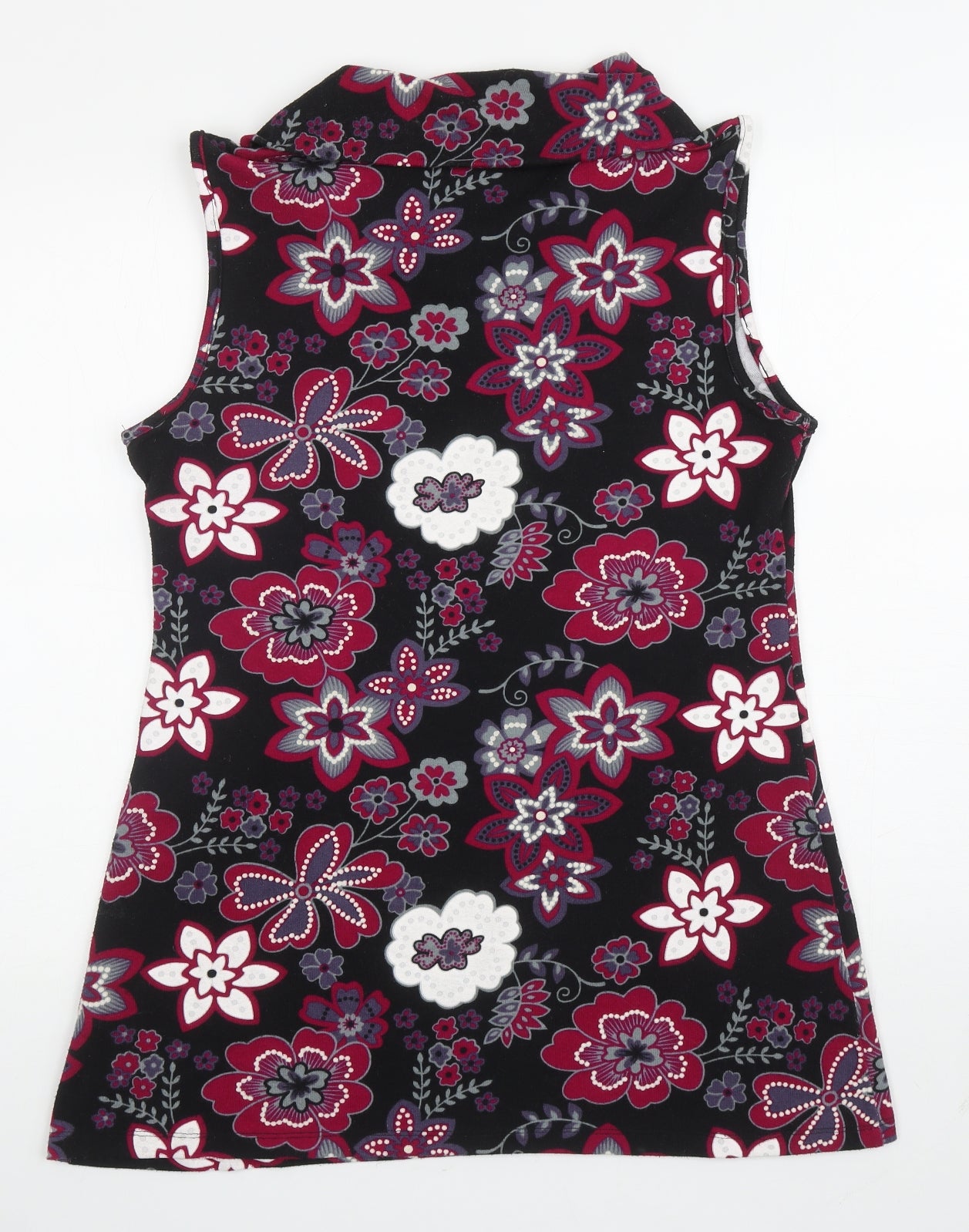 Quiz Womens Black Roll Neck Floral Polyester Tunic Jumper Size 16