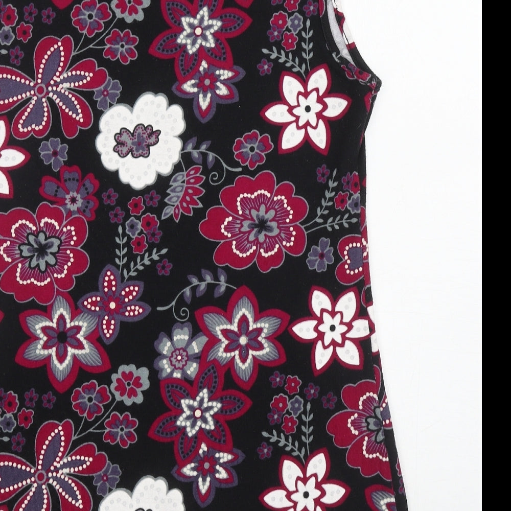 Quiz Womens Black Roll Neck Floral Polyester Tunic Jumper Size 16