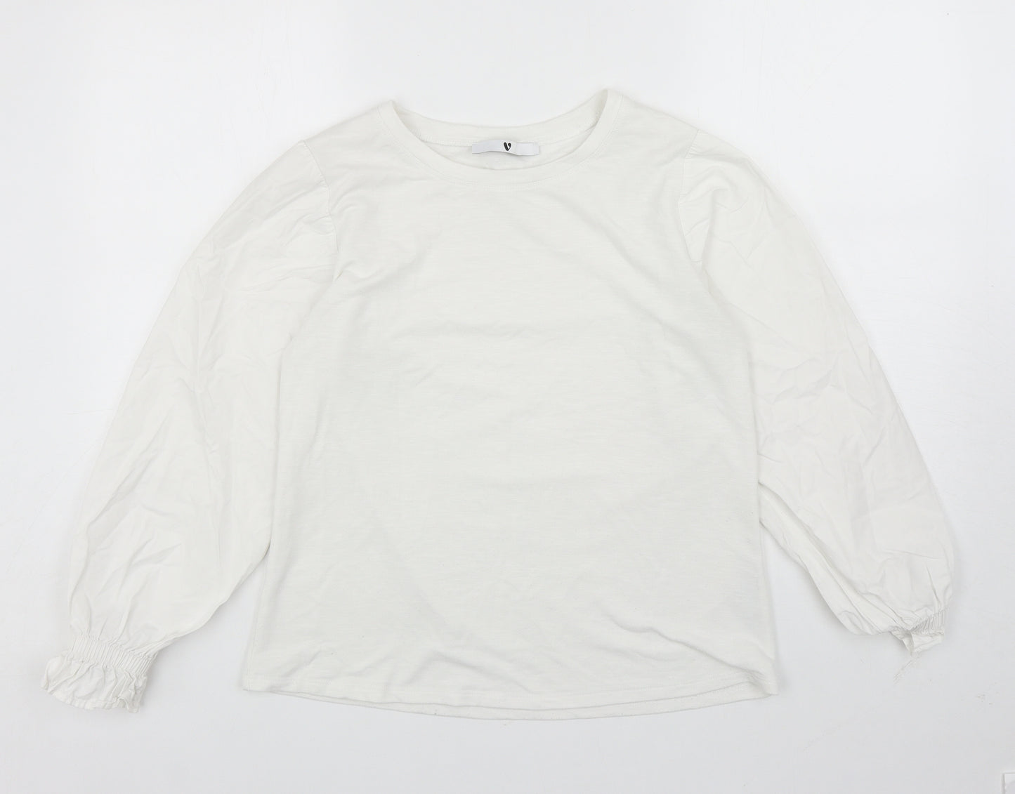 Very Womens White Polyester Pullover Sweatshirt Size 12 Pullover