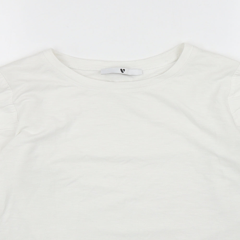 Very Womens White Polyester Pullover Sweatshirt Size 12 Pullover