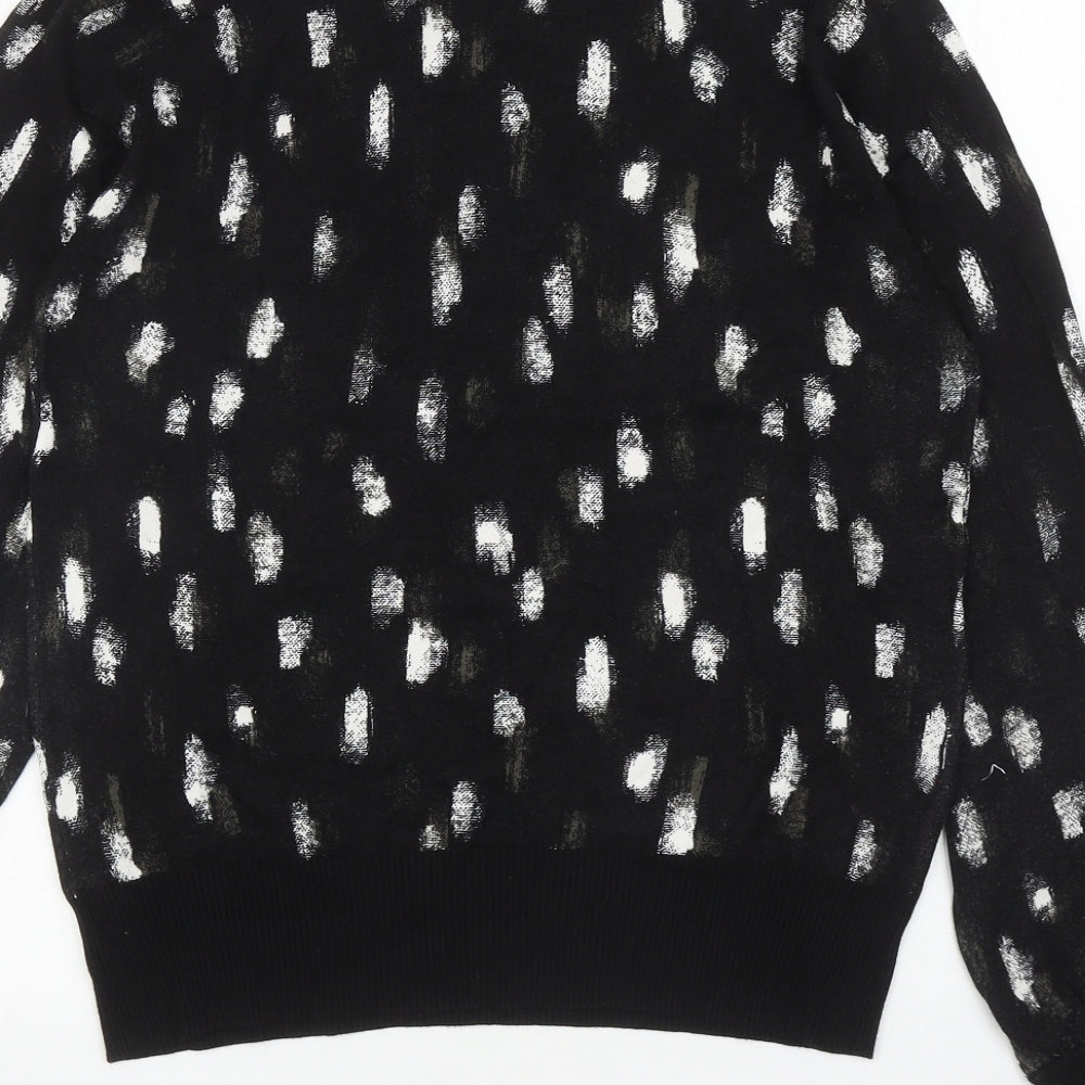 NEXT Womens Black Round Neck Geometric Viscose Pullover Jumper Size 12