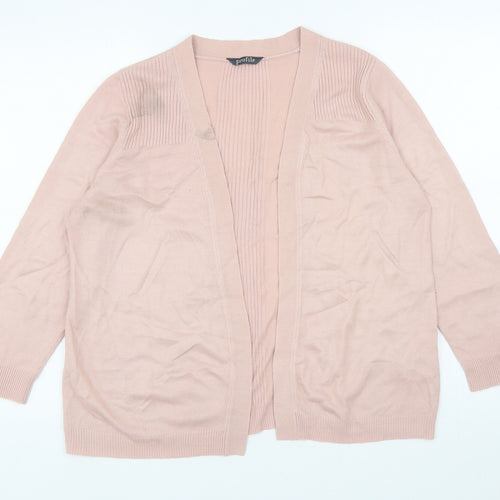 BHS Womens Pink V-Neck Acrylic Cardigan Jumper Size 12