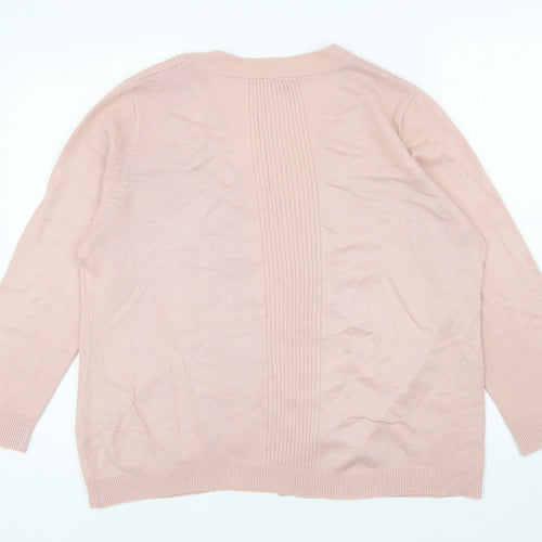 BHS Womens Pink V-Neck Acrylic Cardigan Jumper Size 12