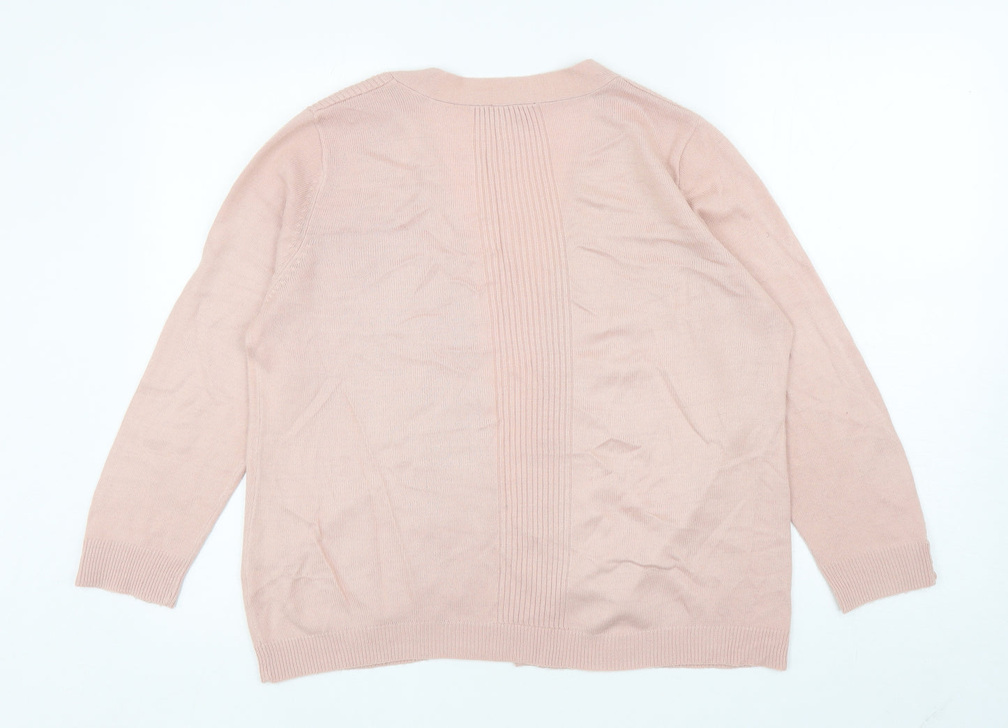 BHS Womens Pink V-Neck Acrylic Cardigan Jumper Size 12