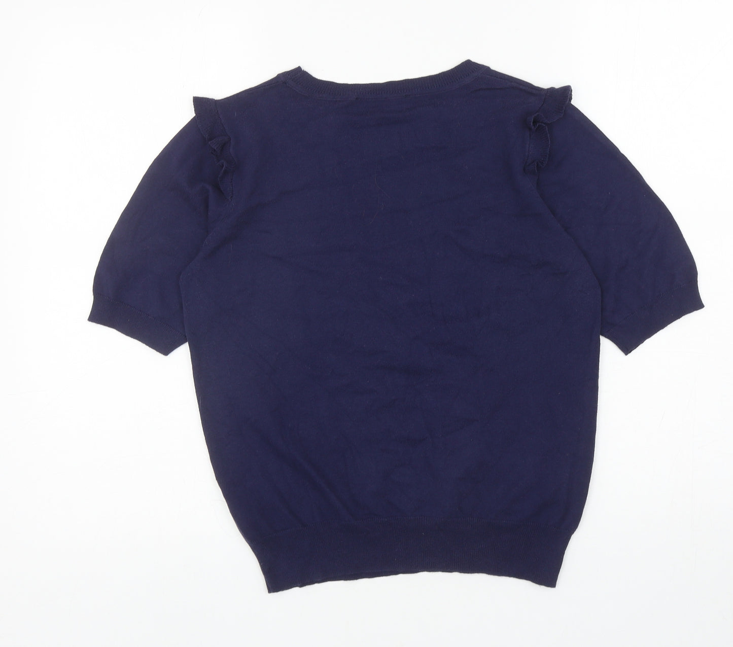 Oasis Womens Blue Boat Neck Cotton Pullover Jumper Size S - Hearts