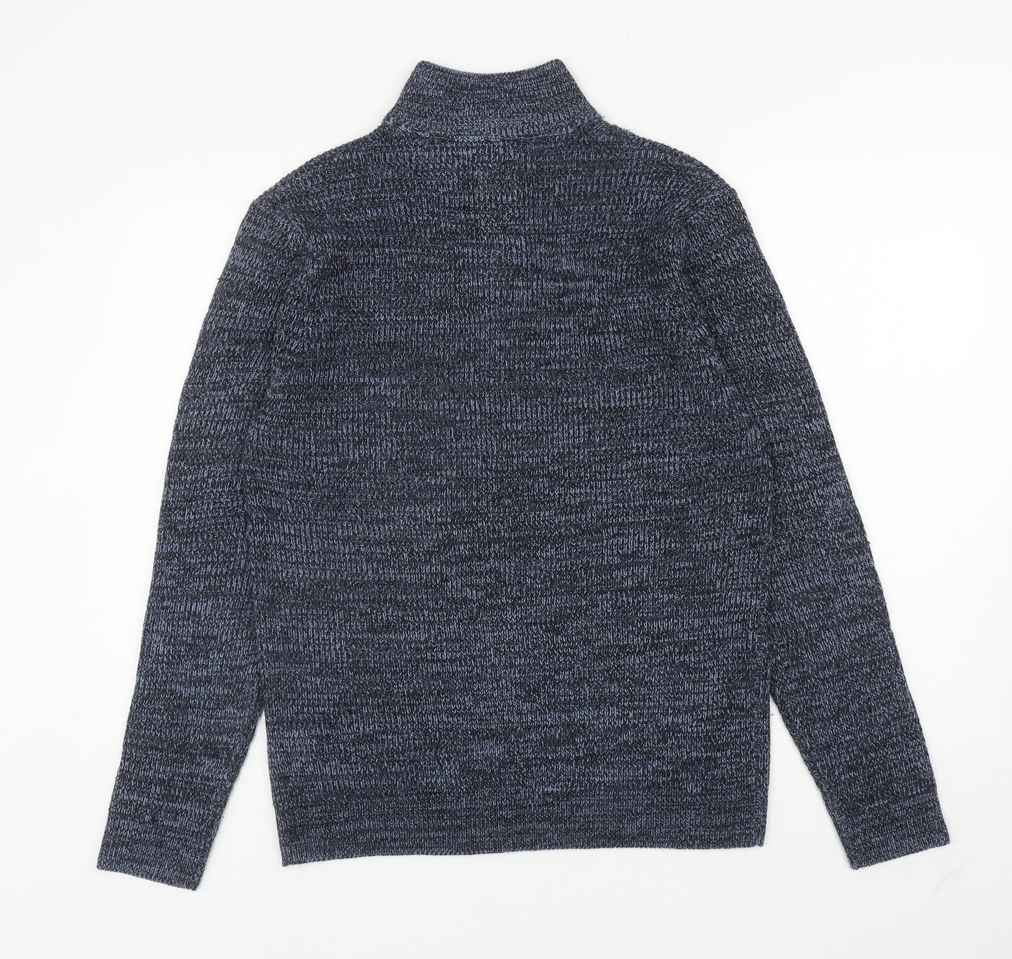 Matalan Mens Blue High Neck Acrylic Henley Jumper Size L