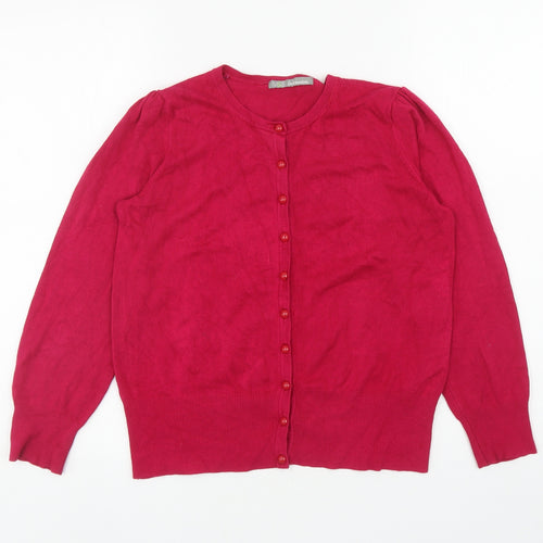 Marks and Spencer Womens Pink Round Neck Viscose Cardigan Jumper Size 12