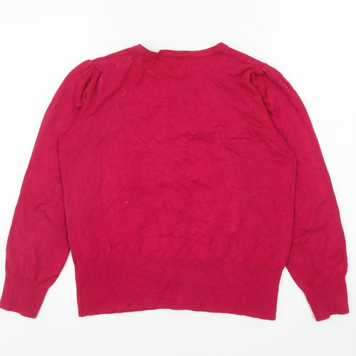 Marks and Spencer Womens Pink Round Neck Viscose Cardigan Jumper Size 12