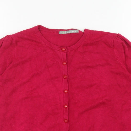 Marks and Spencer Womens Pink Round Neck Viscose Cardigan Jumper Size 12