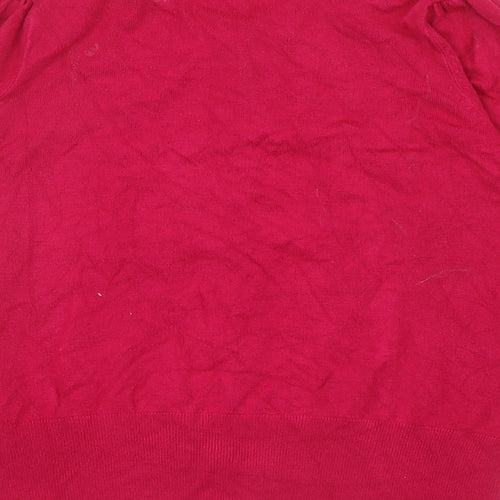 Marks and Spencer Womens Pink Round Neck Viscose Cardigan Jumper Size 12