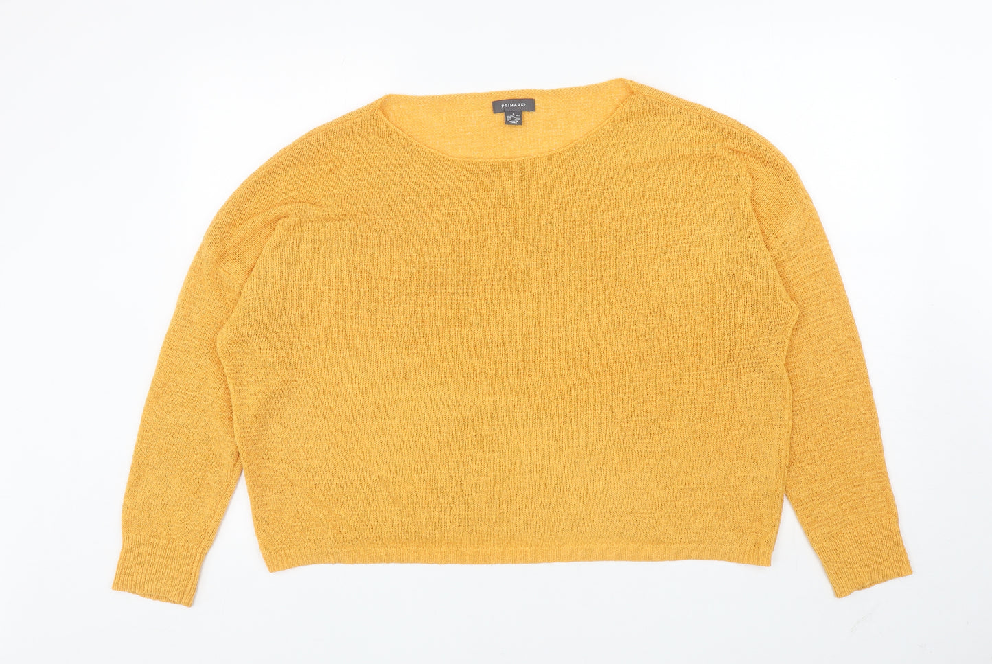 Primark Womens Yellow Boat Neck Acrylic Pullover Jumper Size L