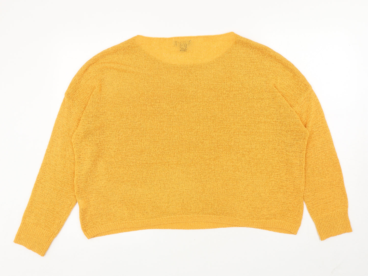 Primark Womens Yellow Boat Neck Acrylic Pullover Jumper Size L