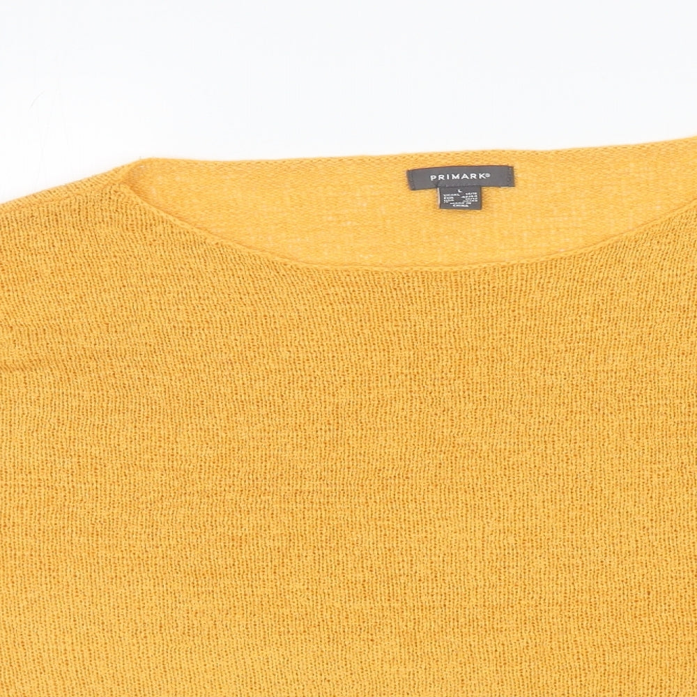 Primark Womens Yellow Boat Neck Acrylic Pullover Jumper Size L