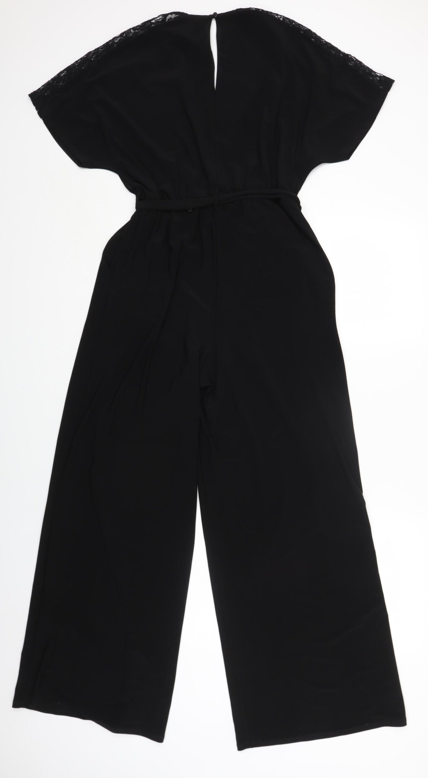 Marks and Spencer Womens Black Polyester Jumpsuit One-Piece Size 12 L27 in Zip