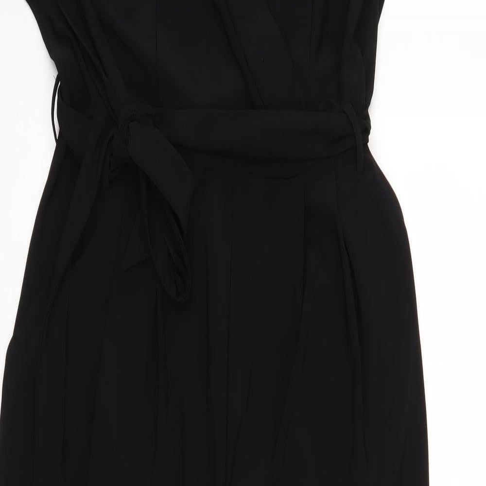 Marks and Spencer Womens Black Polyester Jumpsuit One-Piece Size 12 L27 in Zip