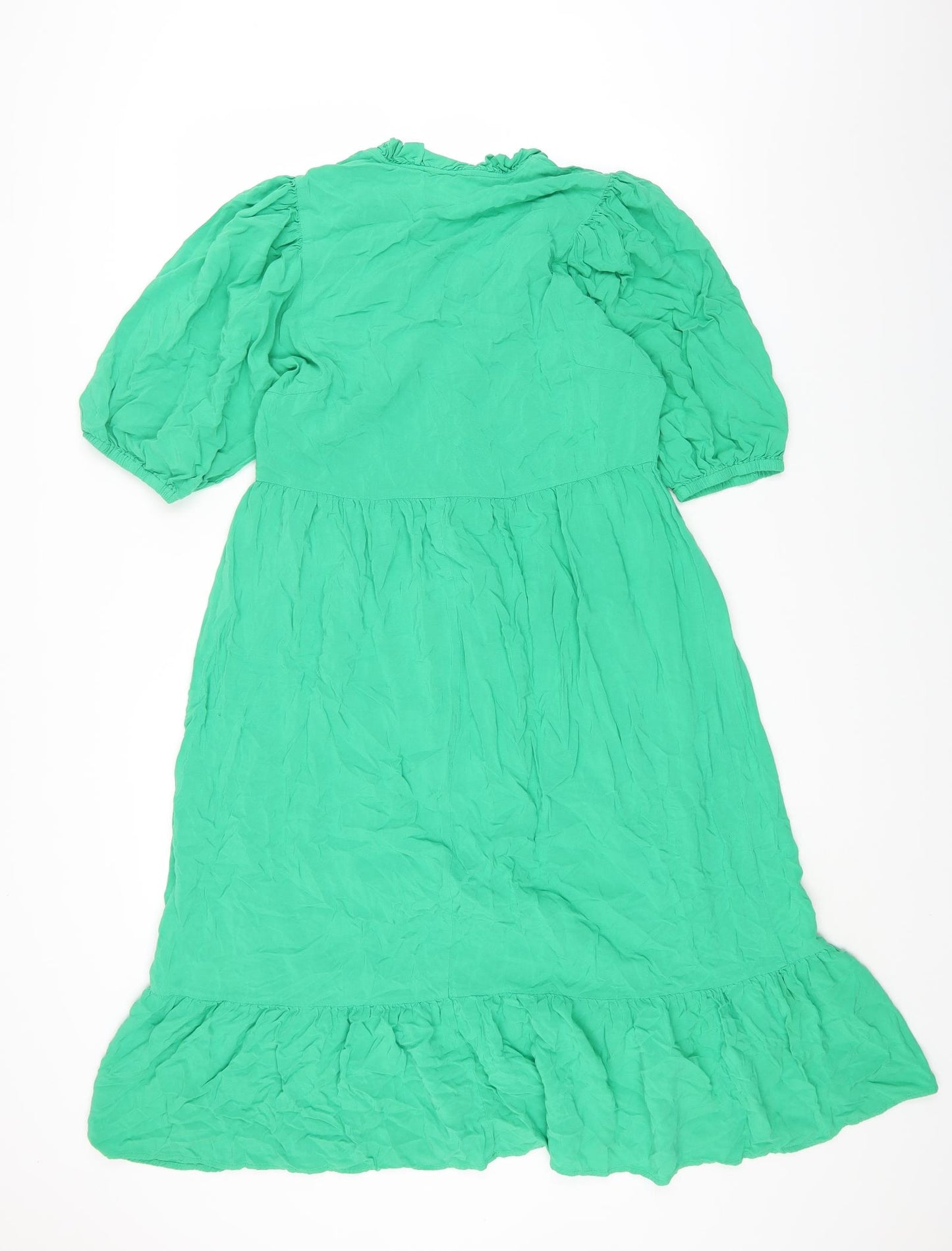 FINERY Womens Green Viscose Maxi Size 8 V-Neck Button
