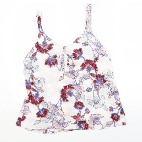 NEXT Womens White Floral Viscose Camisole Tank Size 16 Scoop Neck