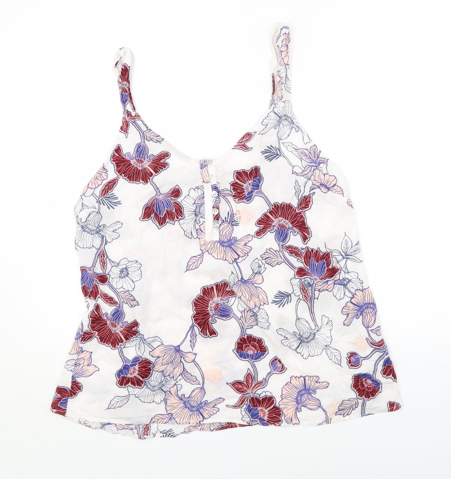 NEXT Womens White Floral Viscose Camisole Tank Size 16 Scoop Neck