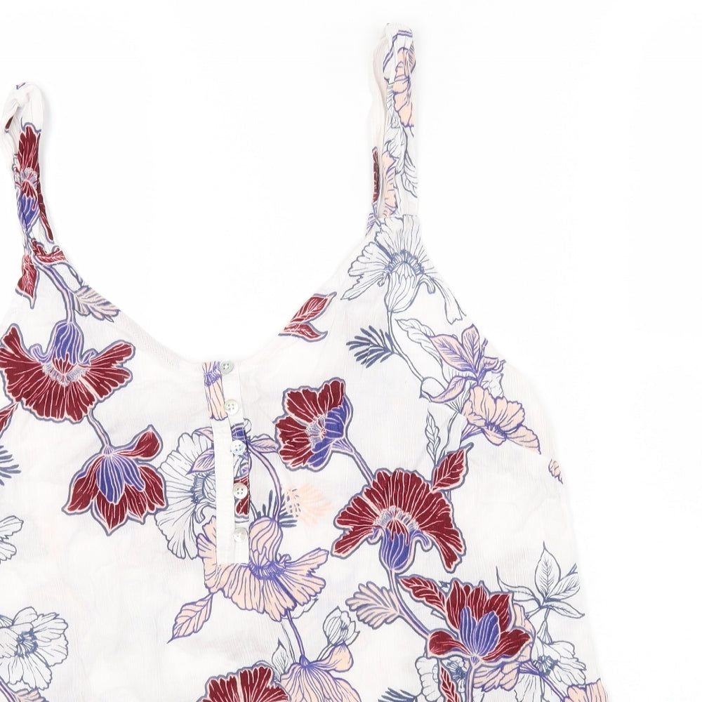 NEXT Womens White Floral Viscose Camisole Tank Size 16 Scoop Neck