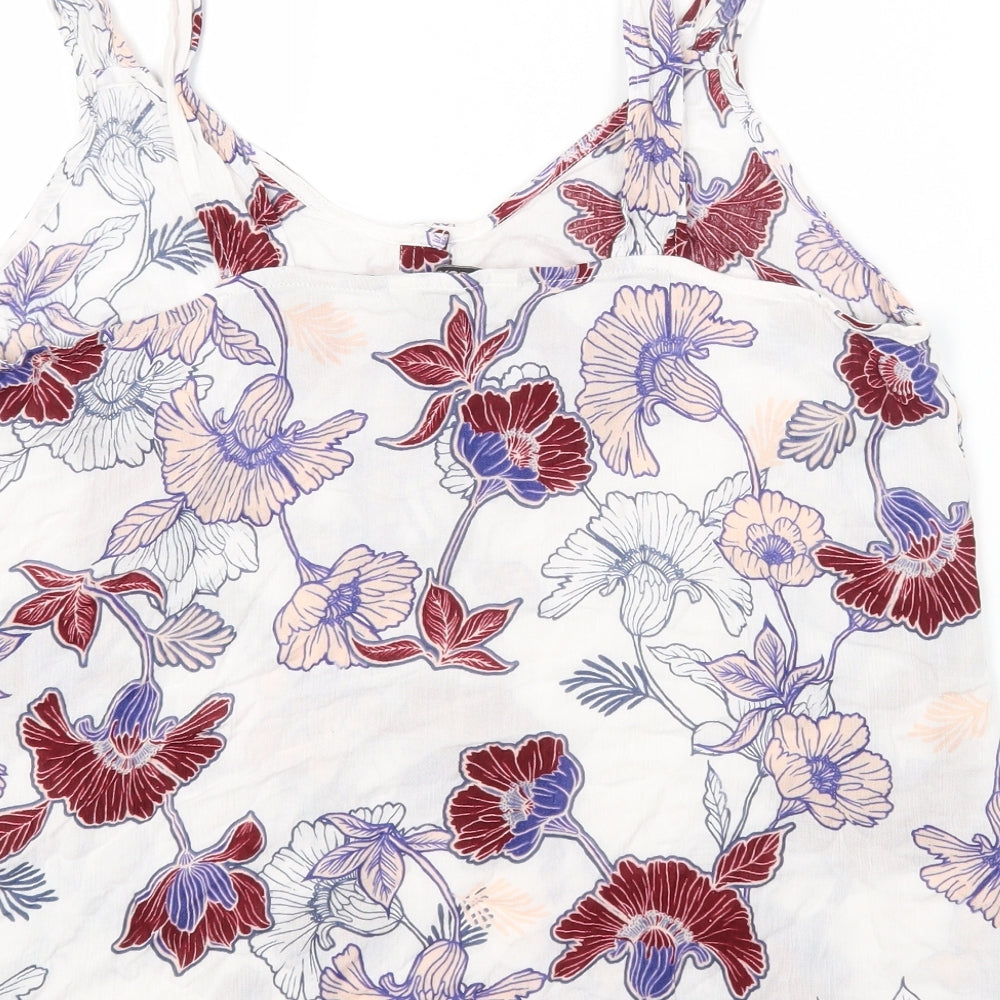 NEXT Womens White Floral Viscose Camisole Tank Size 16 Scoop Neck
