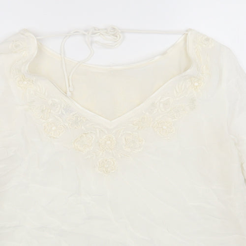 Monsoon Womens White Viscose A-Line Size 10 Round Neck Pullover
