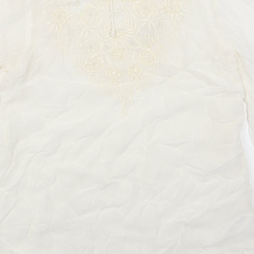 Monsoon Womens White Viscose A-Line Size 10 Round Neck Pullover