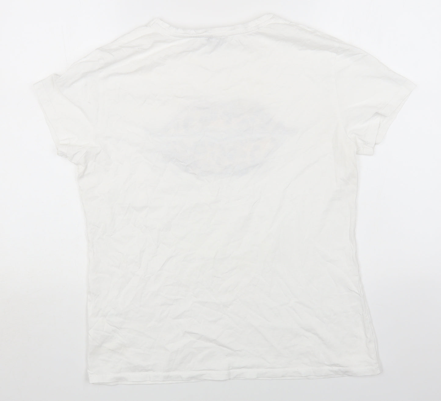 Papaya Womens White Cotton Basic T-Shirt Size 14 Round Neck