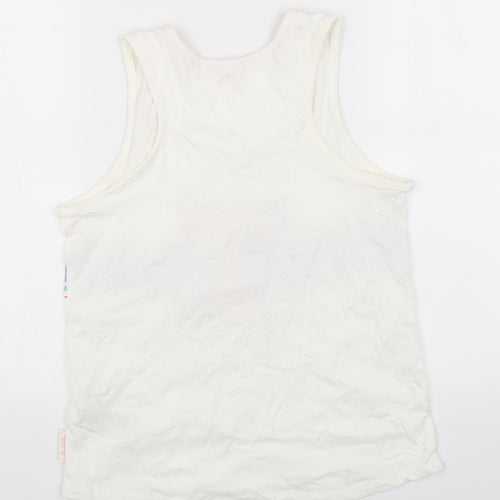 Marks and Spencer Girls White Cotton Basic Tank Size 14-15 Years Round Neck Pullover - Tatty Teddy