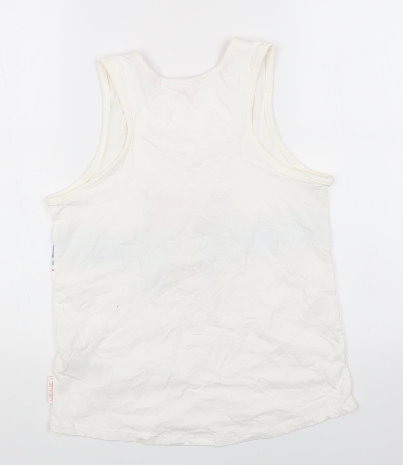 Marks and Spencer Girls White Cotton Basic Tank Size 14-15 Years Round Neck Pullover - Tatty Teddy