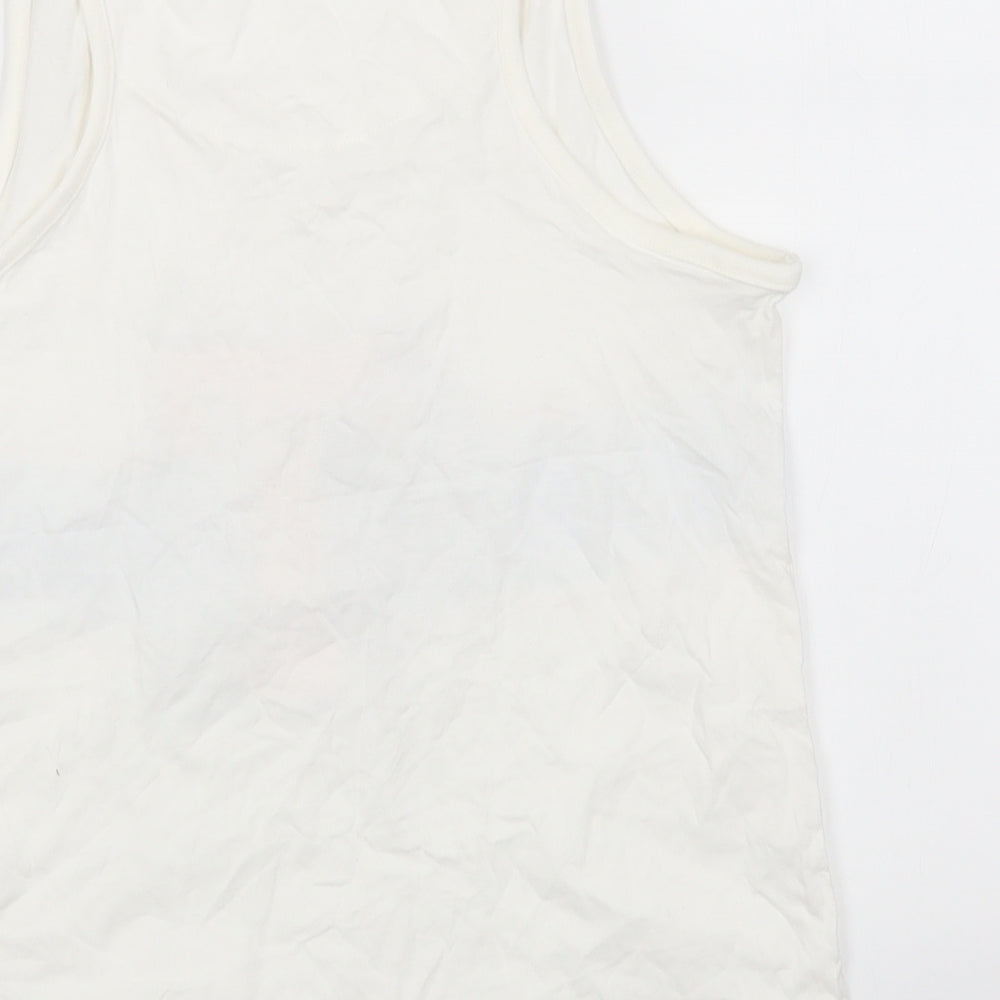 Marks and Spencer Girls White Cotton Basic Tank Size 14-15 Years Round Neck Pullover - Tatty Teddy