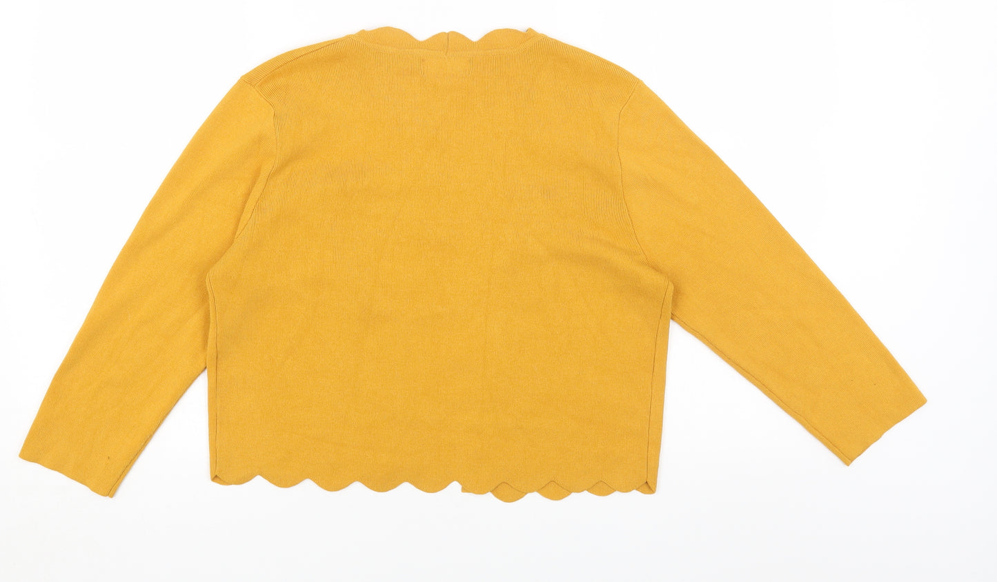 Soon Womens Yellow Round Neck Viscose Cardigan Jumper Size L