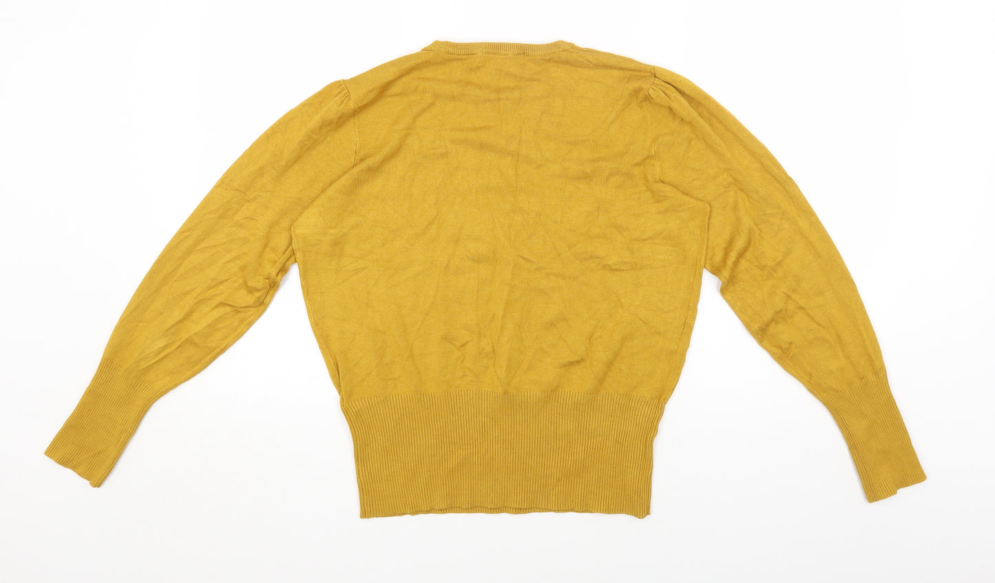 Marks and Spencer Womens Yellow Round Neck Viscose Pullover Jumper Size 12
