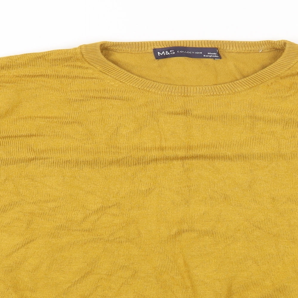 Marks and Spencer Womens Yellow Round Neck Viscose Pullover Jumper Size 12