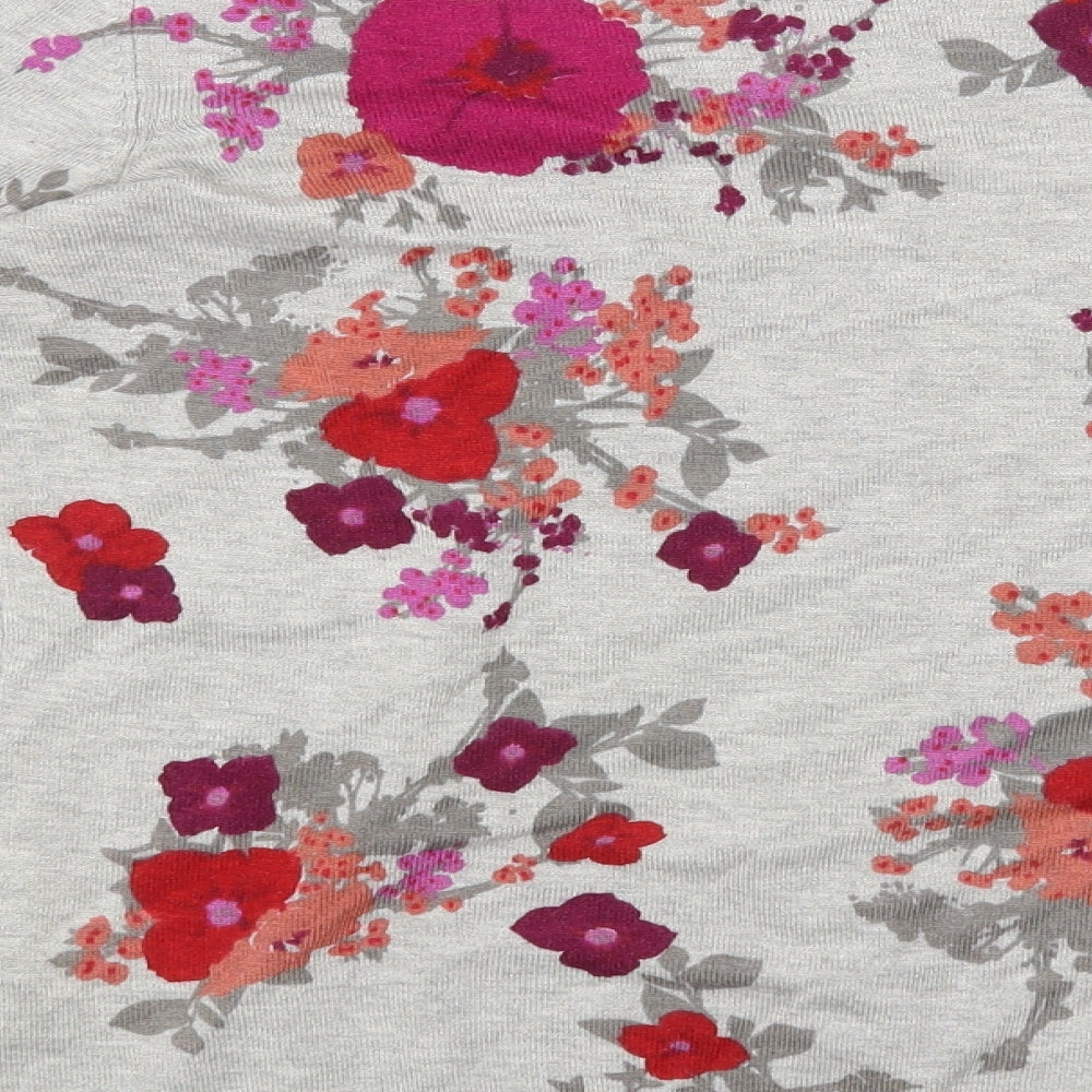 Bonmarché Womens Grey Round Neck Floral Viscose Pullover Jumper Size 8