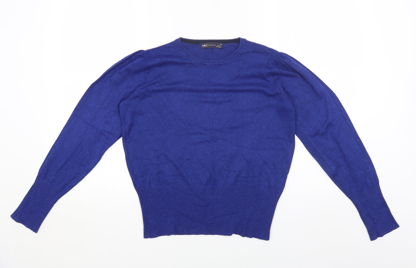 Marks and Spencer Womens Blue Round Neck Viscose Pullover Jumper Size 12