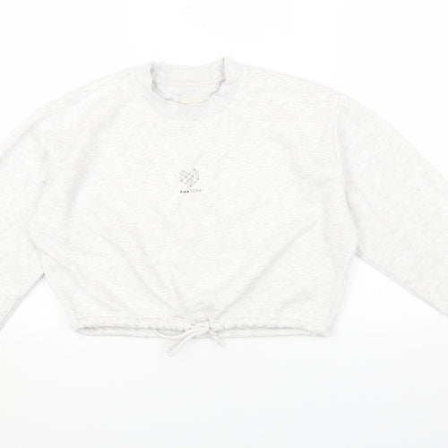 Pink Soda Womens Grey Round Neck Cotton Pullover Jumper Size 8