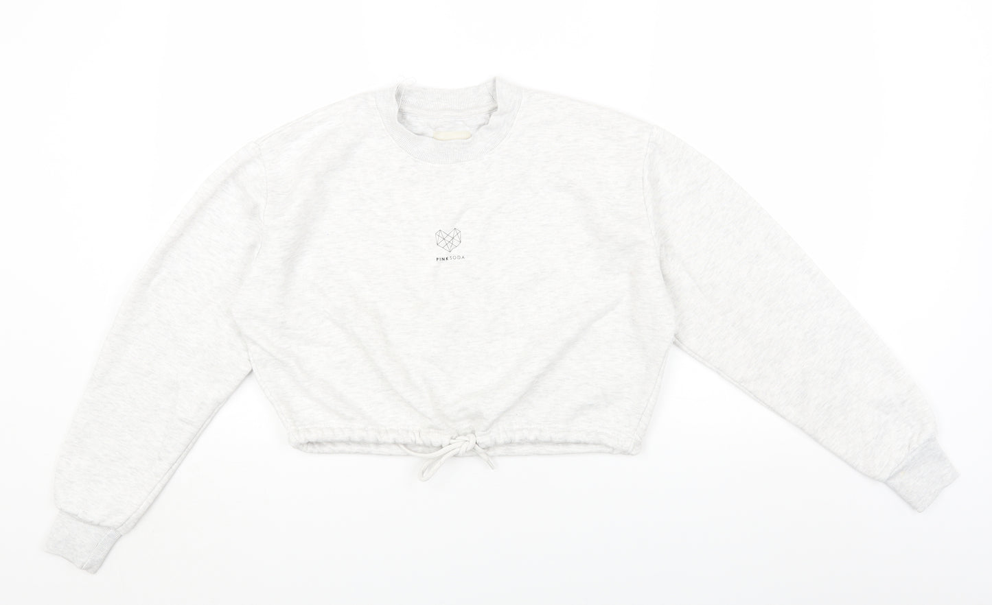 Pink Soda Womens Grey Round Neck Cotton Pullover Jumper Size 8
