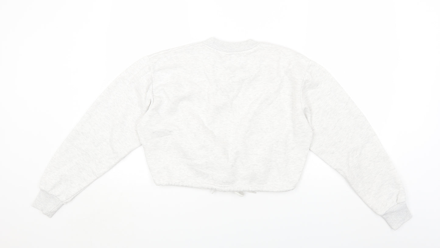 Pink Soda Womens Grey Round Neck Cotton Pullover Jumper Size 8