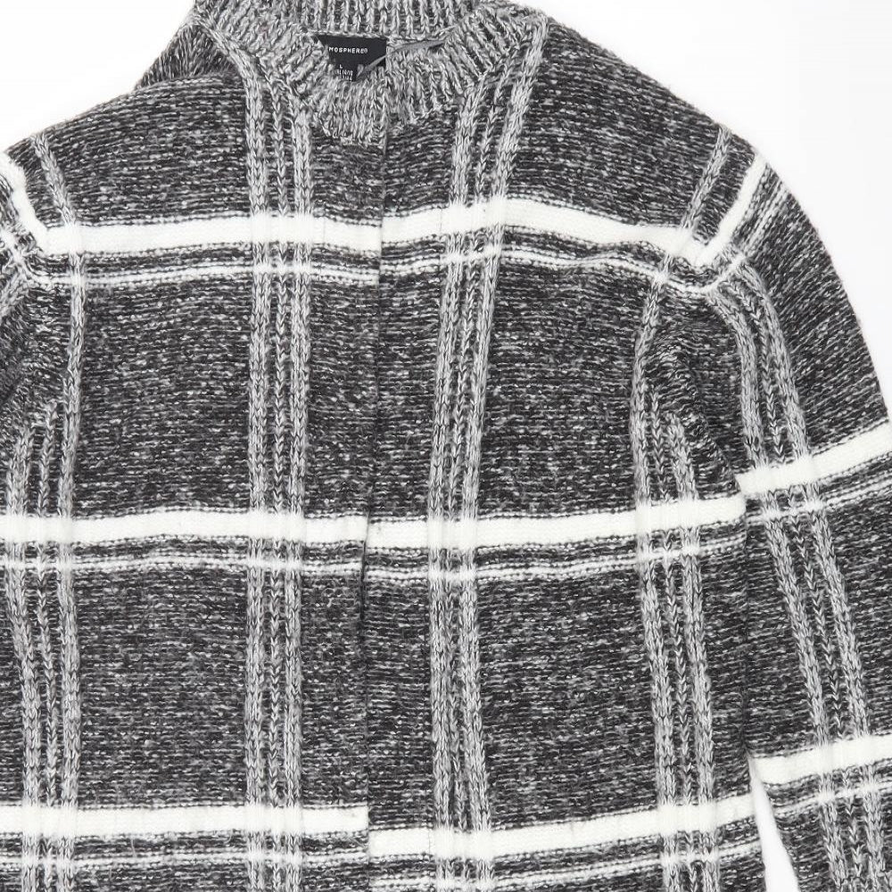 Primark Womens Grey Round Neck Check Polyester Cardigan Jumper Size L