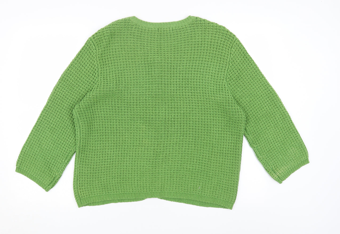TU Womens Green Round Neck Cotton Cardigan Jumper Size 20