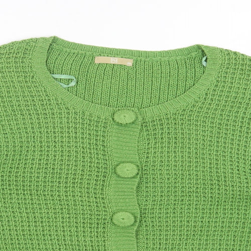 TU Womens Green Round Neck Cotton Cardigan Jumper Size 20