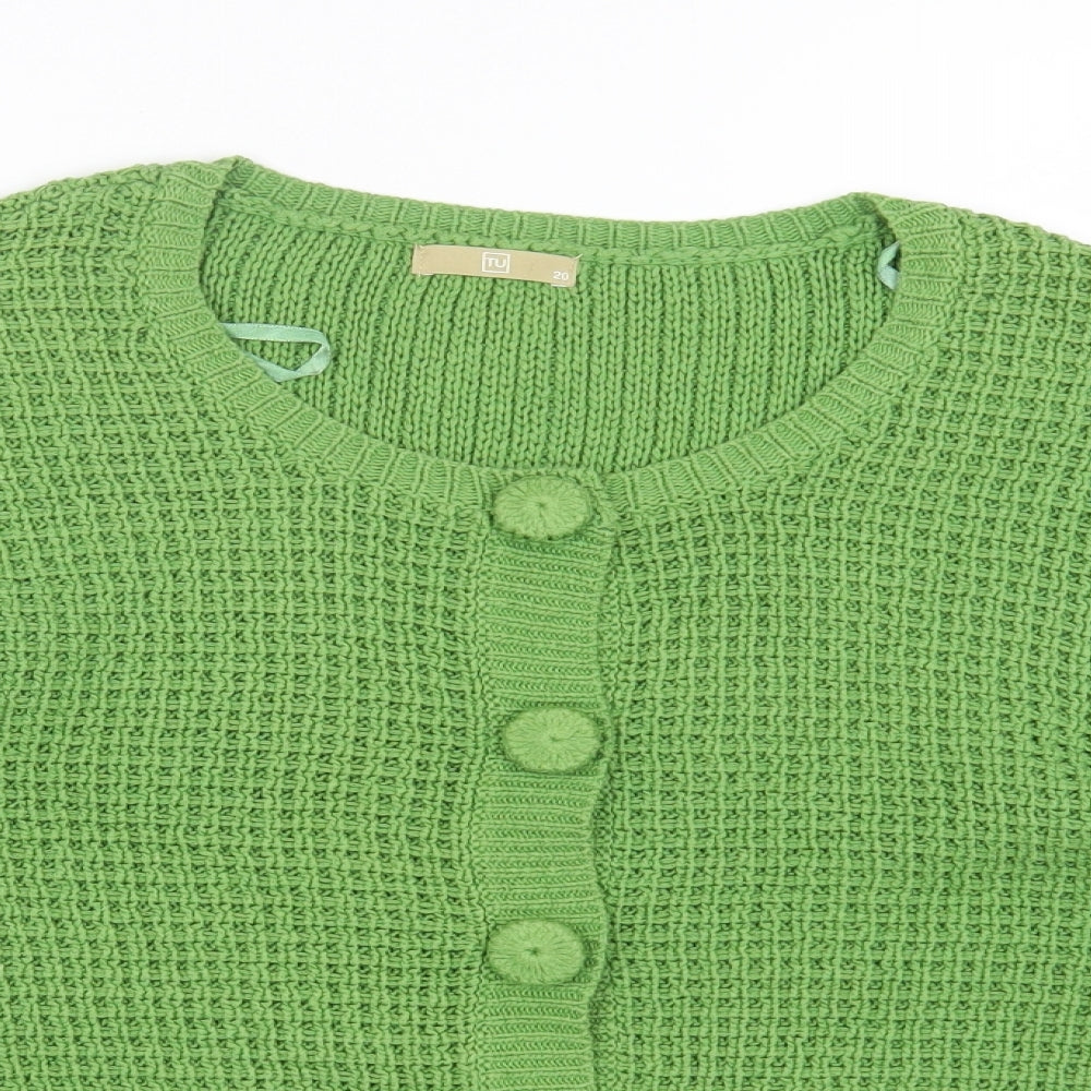 TU Womens Green Round Neck Cotton Cardigan Jumper Size 20