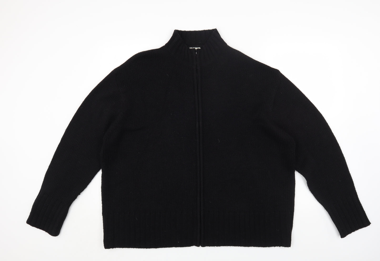 Classics Womens Black High Neck Acrylic Full Zip Jumper Size 28