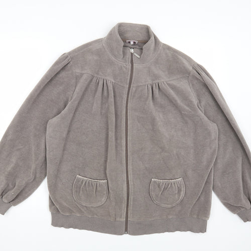 Per Una Womens Grey High Neck Polyester Full Zip Jumper Size XL