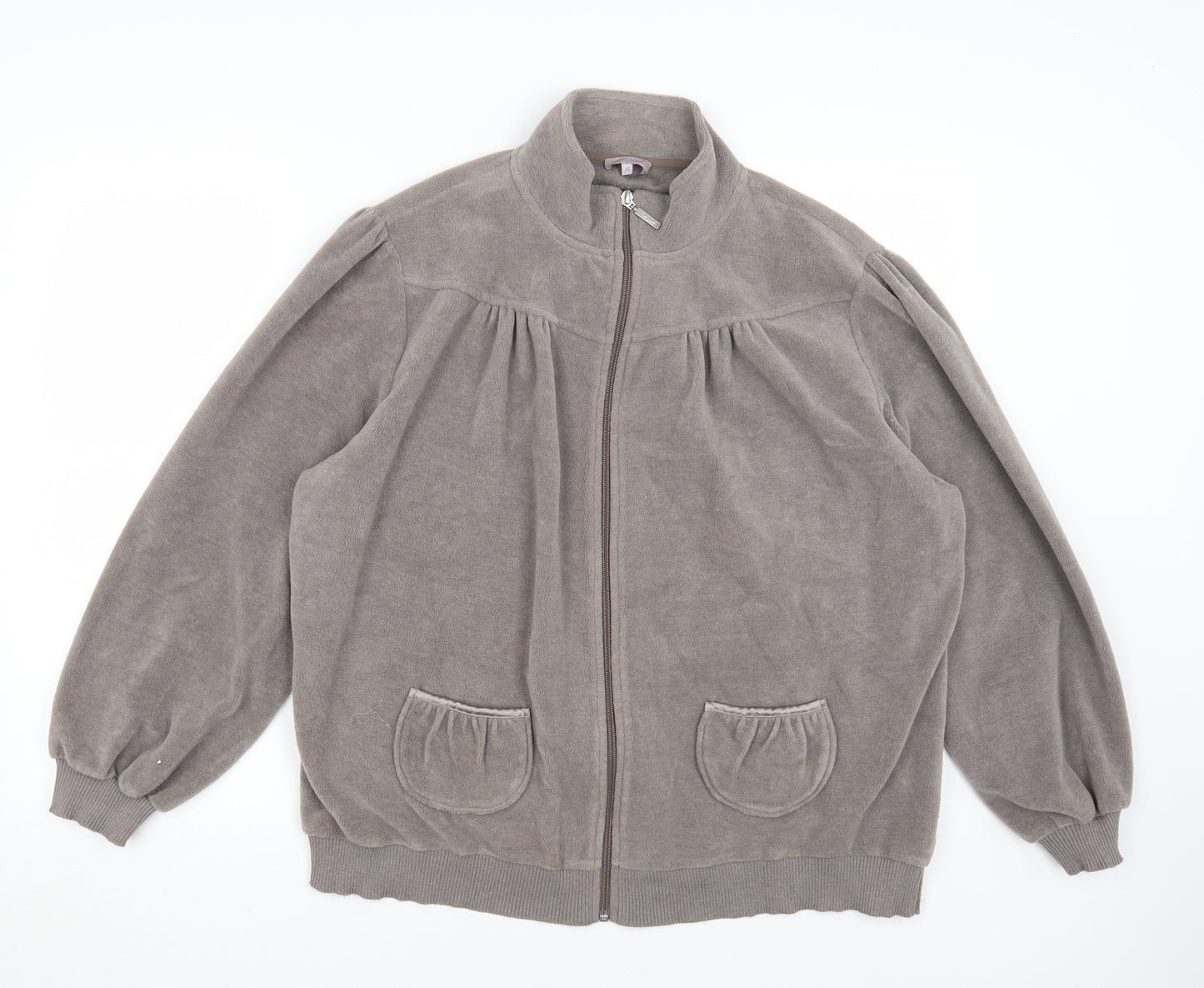 Per Una Womens Grey High Neck Polyester Full Zip Jumper Size XL